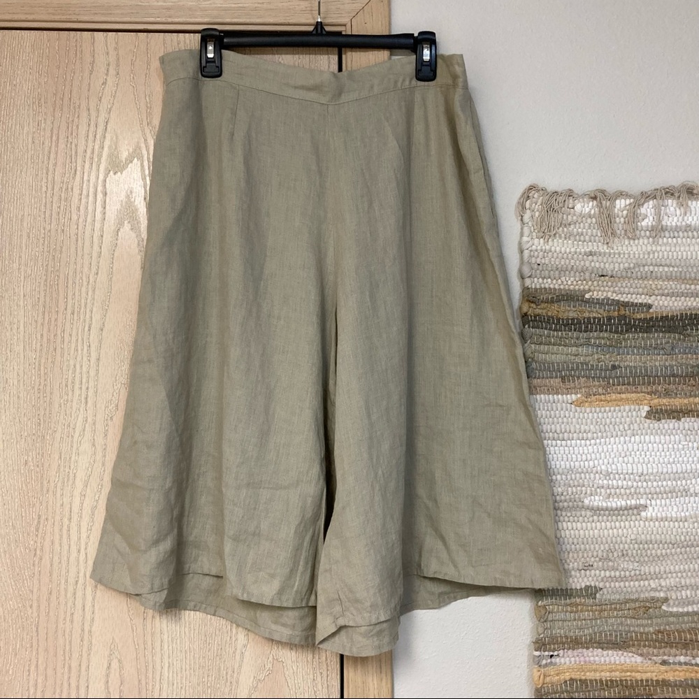 Flax 100% Linen Long Shorts / pull on knee length